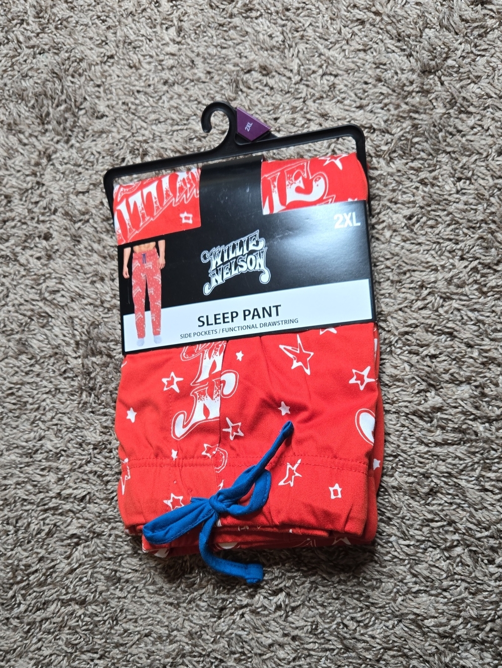Willie Nelson 2XL Plus Size Sleep Pants Side Pockets Functional Drawstring